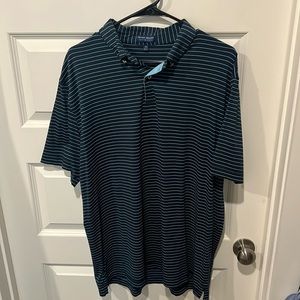 Peter Millar Polo - XL - Navy Blue with Teal Stripes